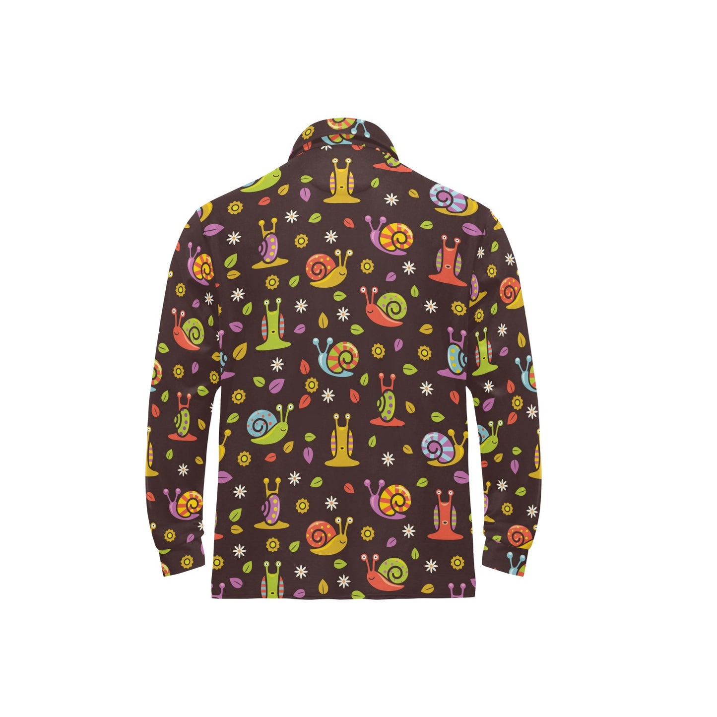 Snail Pattern Print Design 01 Long Sleeve Polo Shirt For Men's