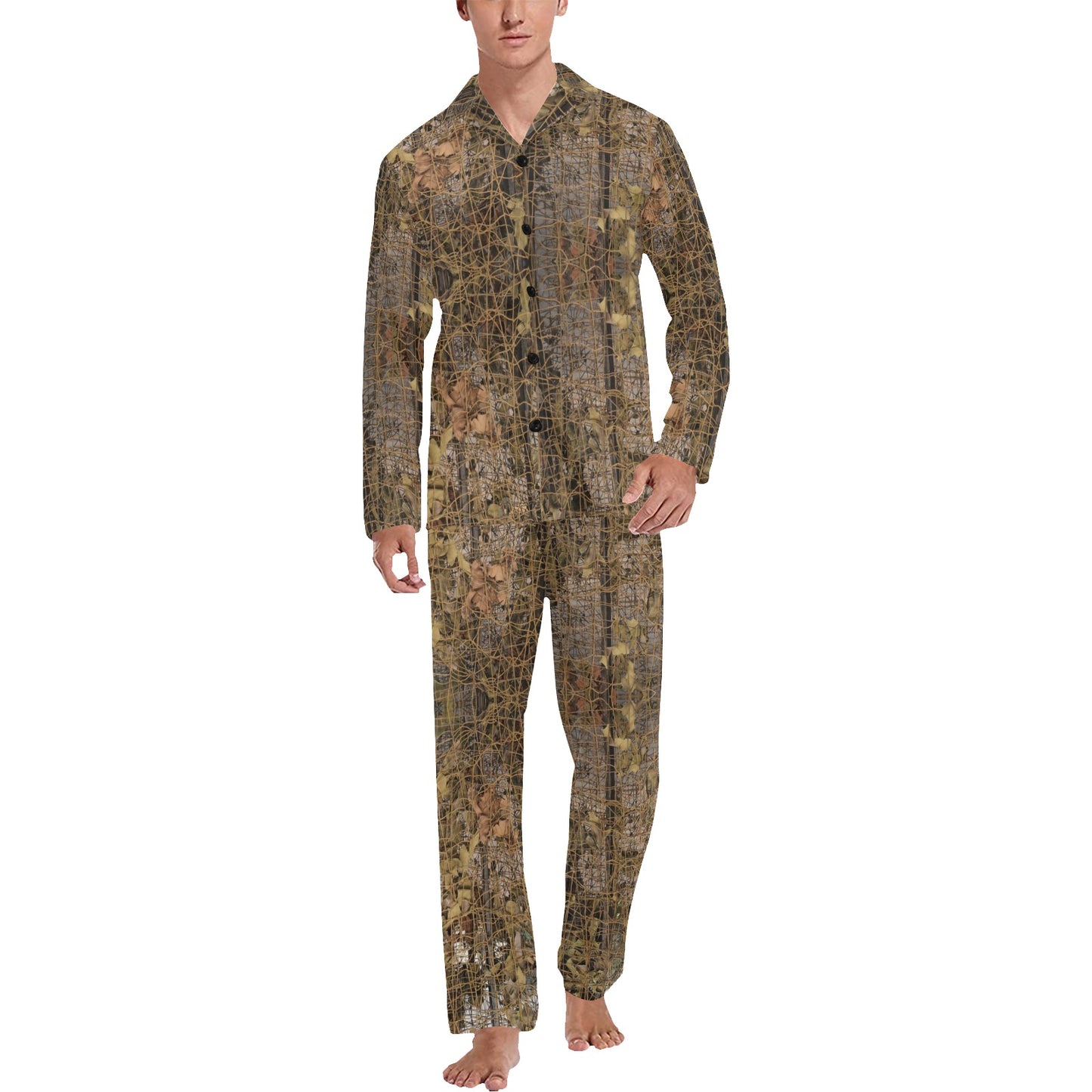 Camouflage Realtree Pattern Print Design 01 Men's Long Pajama Set