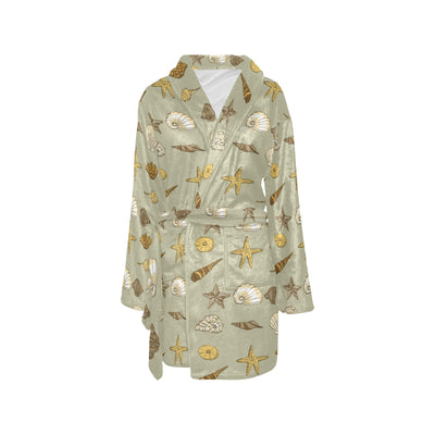 Seashell Beach Print Design LKS303 Women's Fleece Robe