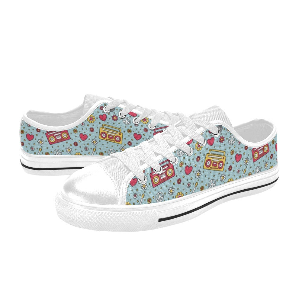 Hippie Print Design LKS307 Women's White Low Top Shoes