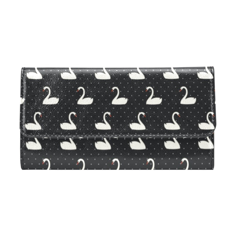 Swan Print Design LKS401 Women's Trifold Wallet