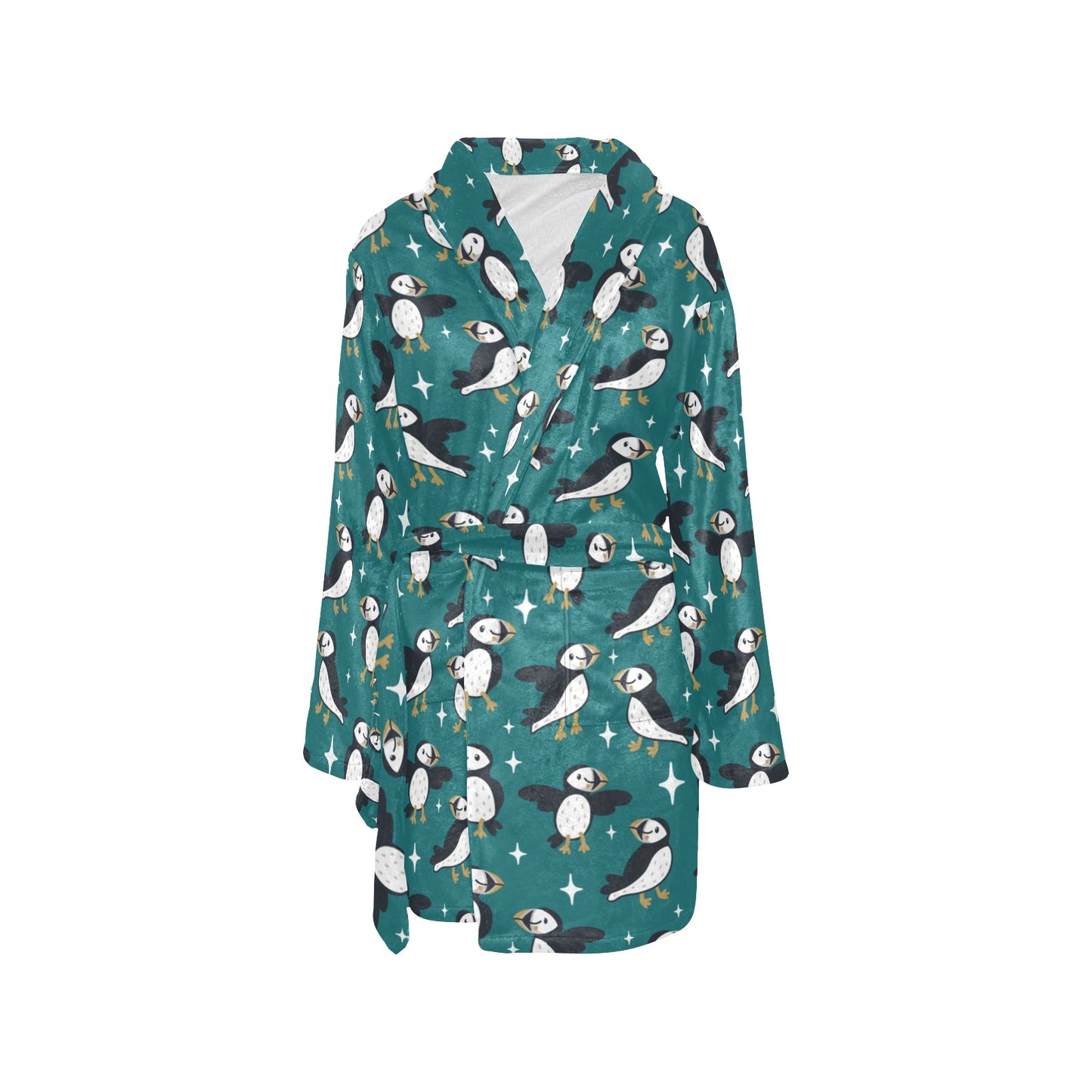 Puffin Pattern Print Design A05 Women's Fleece Robe