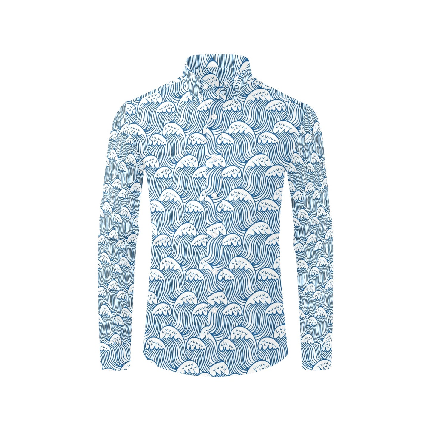 Wave Print Design LKS306 Men's Long Sleeve Dress Shirt