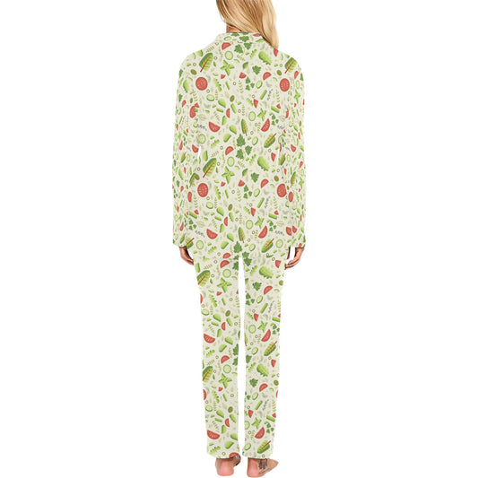 Salad Vegetable Print Design LKS302 Women's Long Pajama Set