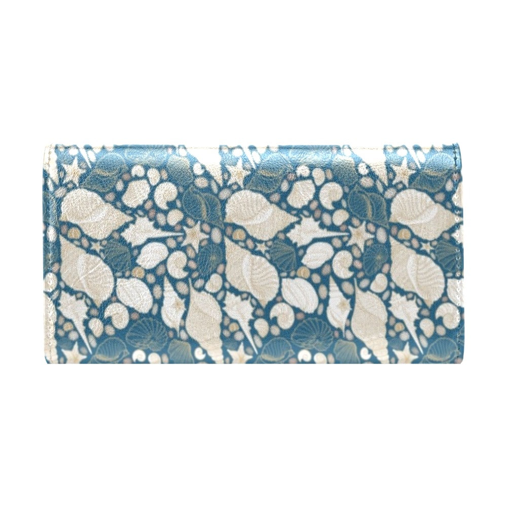 Seashell Print Design LKS308 Women's Trifold Wallet