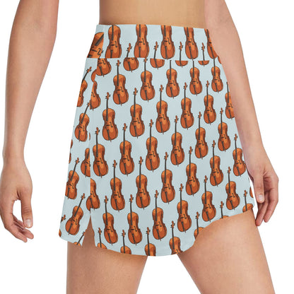 Violin Print Design LKS406 17" Golf & Pickleball Skort with Pockets