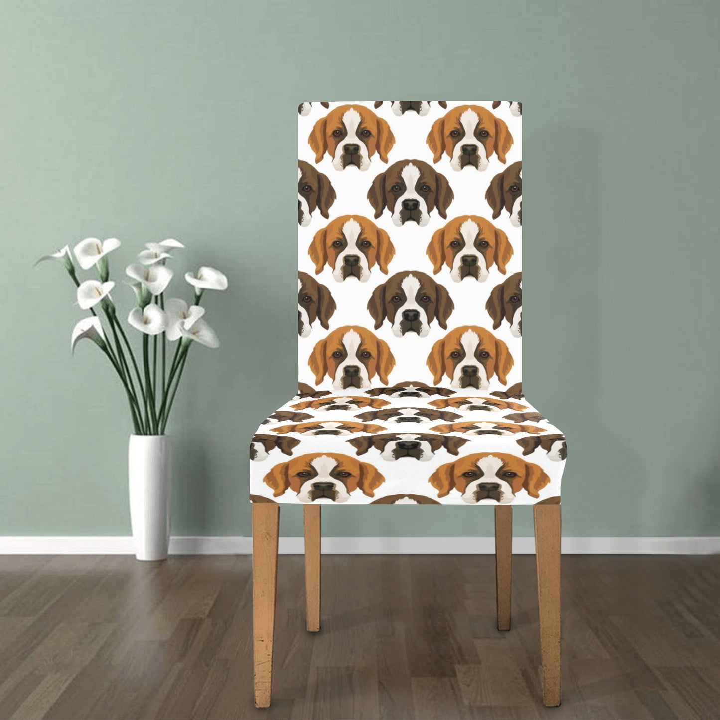 St Bernards Print Design LKS301 Dining Chair Slipcover