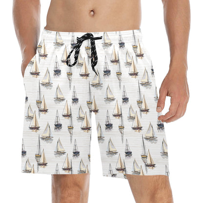 Sailboat Paint Pattern Print Design LKS307 Men's Swim Trunks Beach Shorts