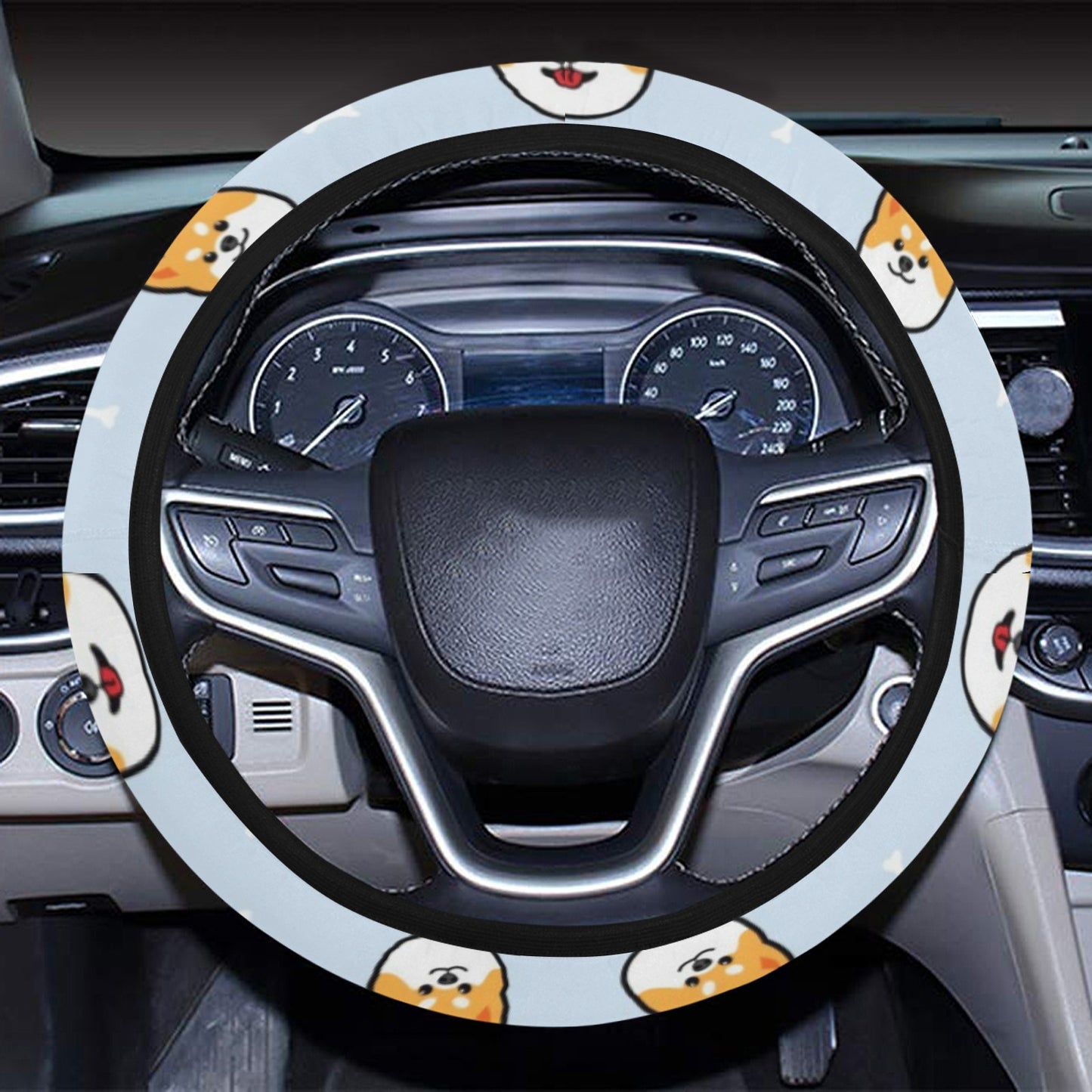 Shiba Inu Print Design LKS3012 Steering Wheel Cover with Elastic Edge