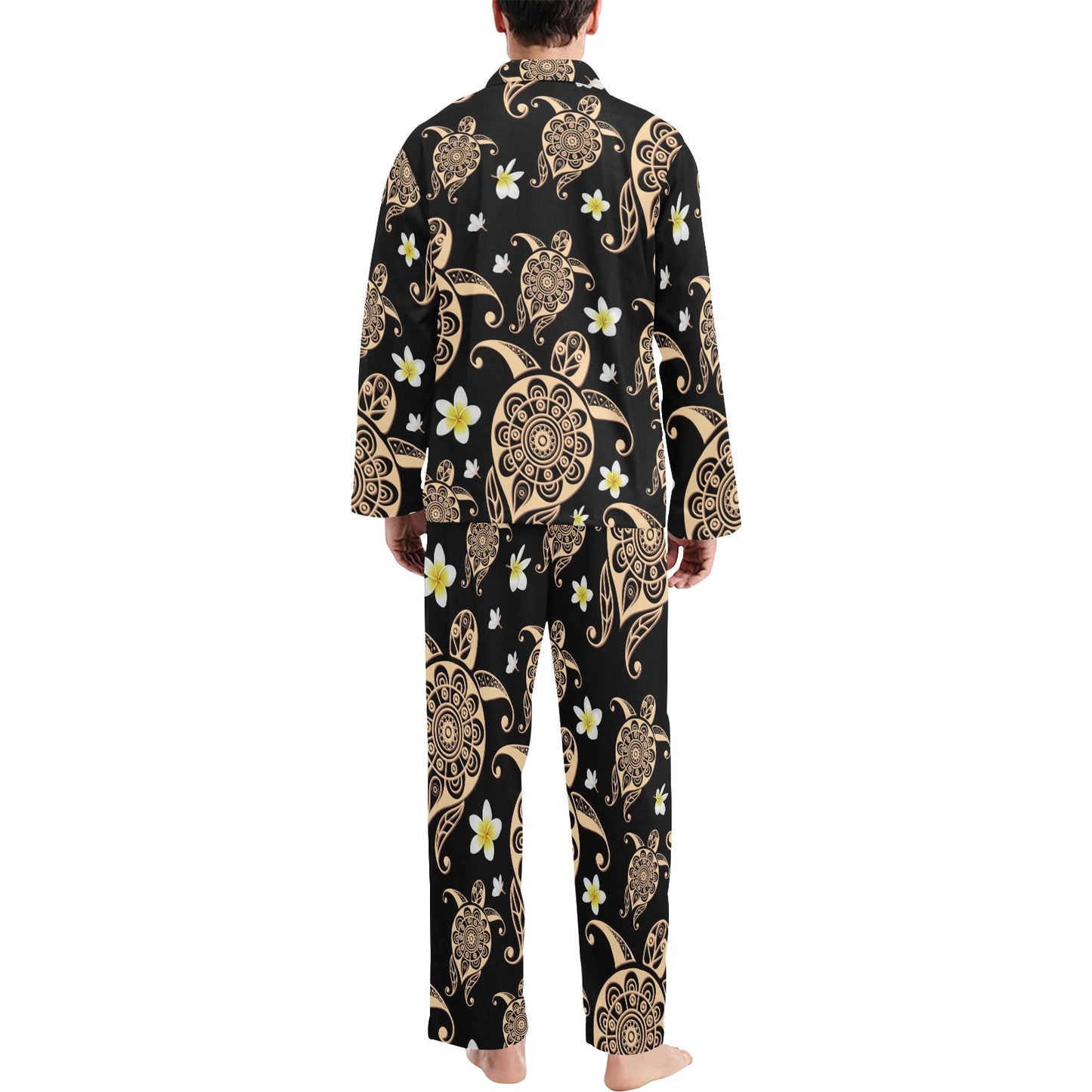 Turtle Polynesian Tribal Hawaiian Men's Long Pajama Set