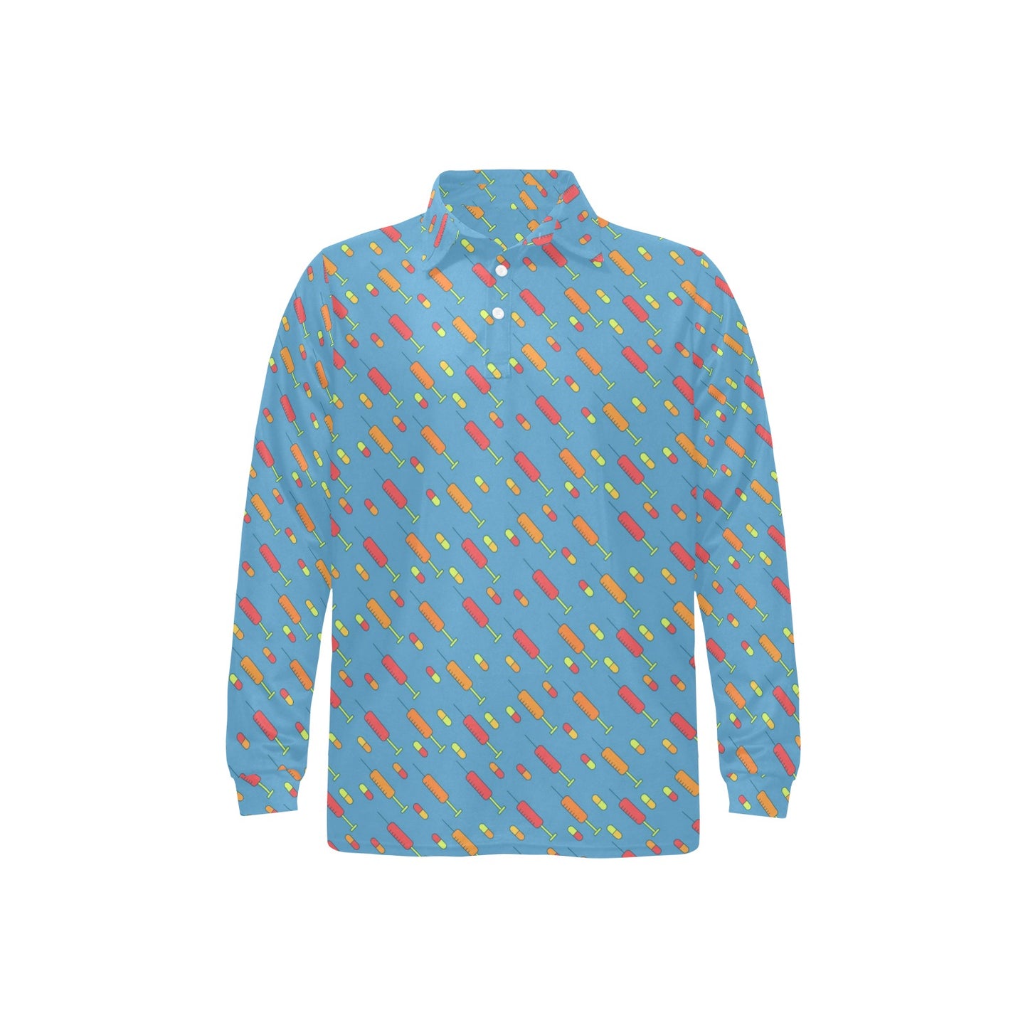 Phlebotomist Medical Pattern Long Sleeve Polo Shirt For Men's