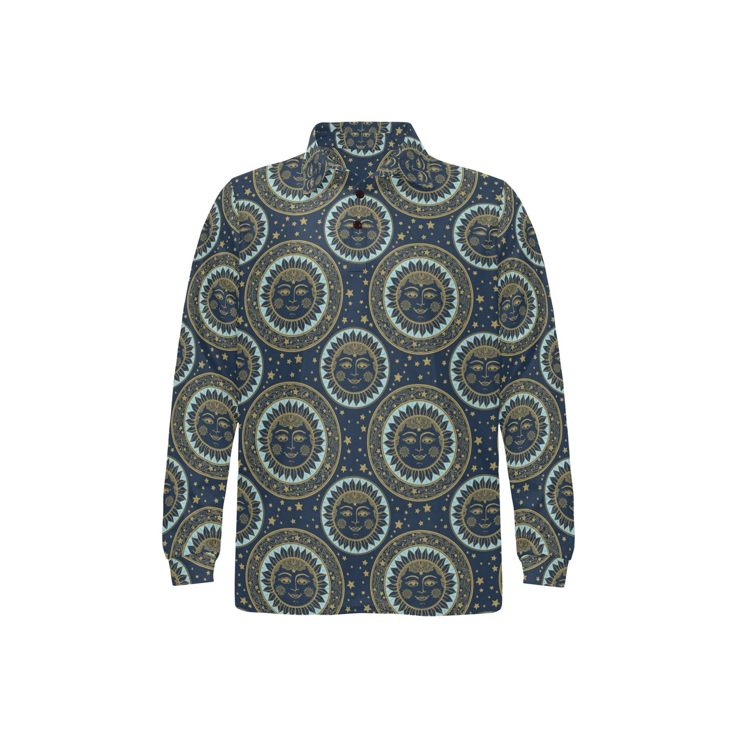Boho Sun Dream Long Sleeve Polo Shirt For Men's