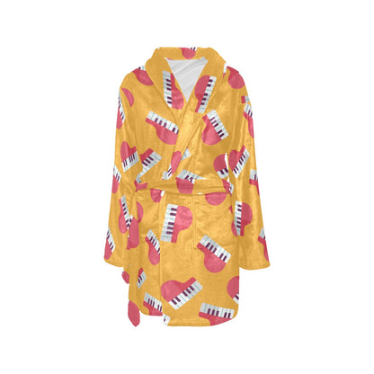 Piano Pattern Print Design 02 Women's Fleece Robe