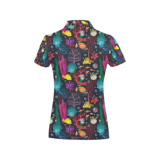 Underwater Cute Print Design LKS303 Women's Polo Shirt