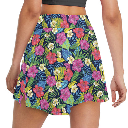Hibiscus Print Design LKS3010 17" Golf & Pickleball Skort with Pockets