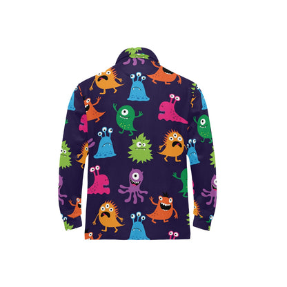 Monster Cartoon Pattern Print Design 02 Long Sleeve Polo Shirt For Men's