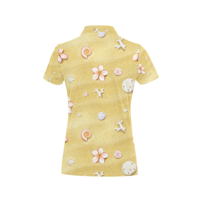 Beach Theme Print Women's Polo Shirt