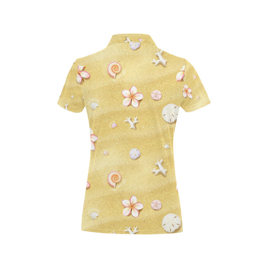 Beach Theme Print Women's Polo Shirt