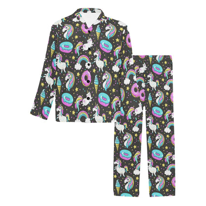 Donut Unicorn Pattern Print Design DN09 Men's Long Pajama Set