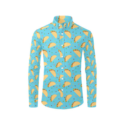 Taco Print Design LKS303 Men's Long Sleeve Dress Shirt