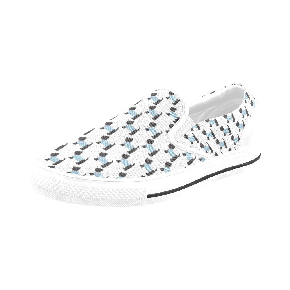 Scottish Terriers Print Design LKS3012 White Slip Ons Canvas Women's Shoes