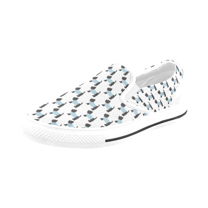 Scottish Terriers Print Design LKS3012 White Slip Ons Canvas Women's Shoes