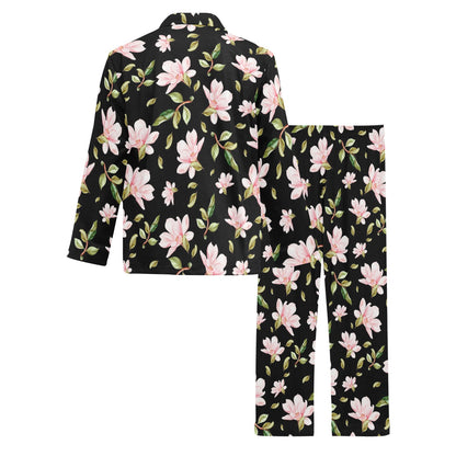 Magnolia Pattern Print Design MAG01 Men's Long Pajama Set