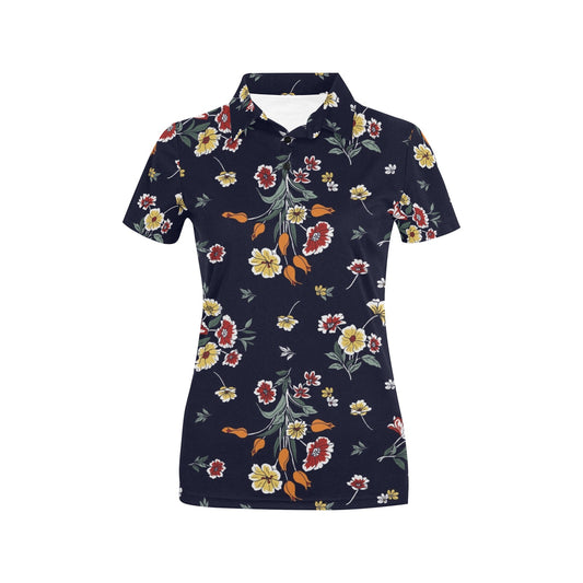 Summer Floral Pattern Print Design SF01 Women's Polo Shirt