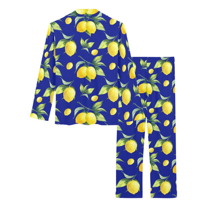 Lemon Pattern Print Design LM06 Women's Long Pajama Set