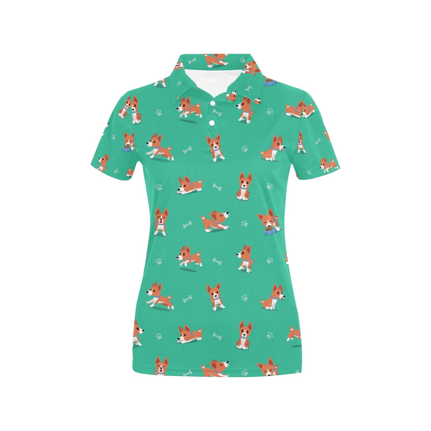 Basenji Pattern Print Design 02 Women's Polo Shirt