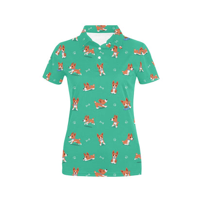 Basenji Pattern Print Design 02 Women's Polo Shirt