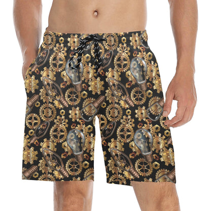 Steampunk Lightbulb Print Design LKS304 Men's Swim Trunks Beach Shorts