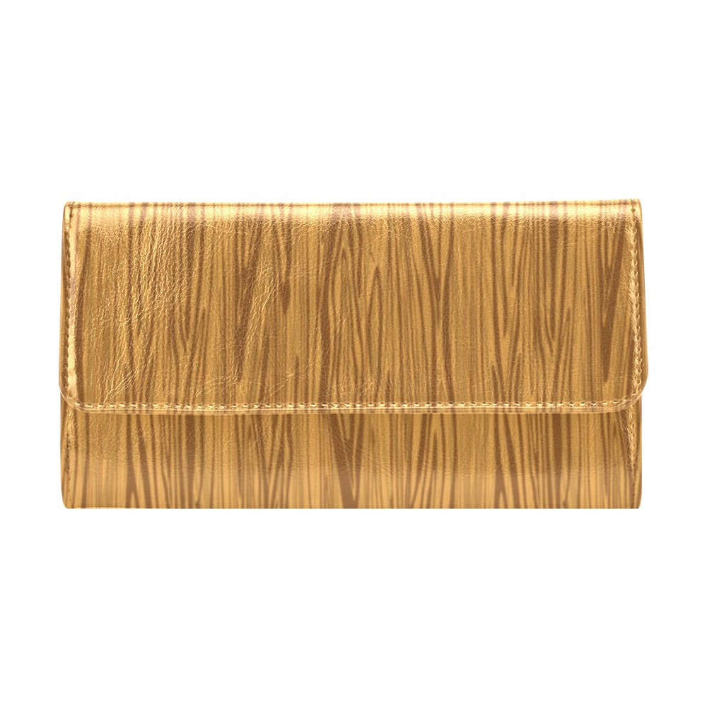 Wood Texture Print Design LKS301 Women's Trifold Wallet