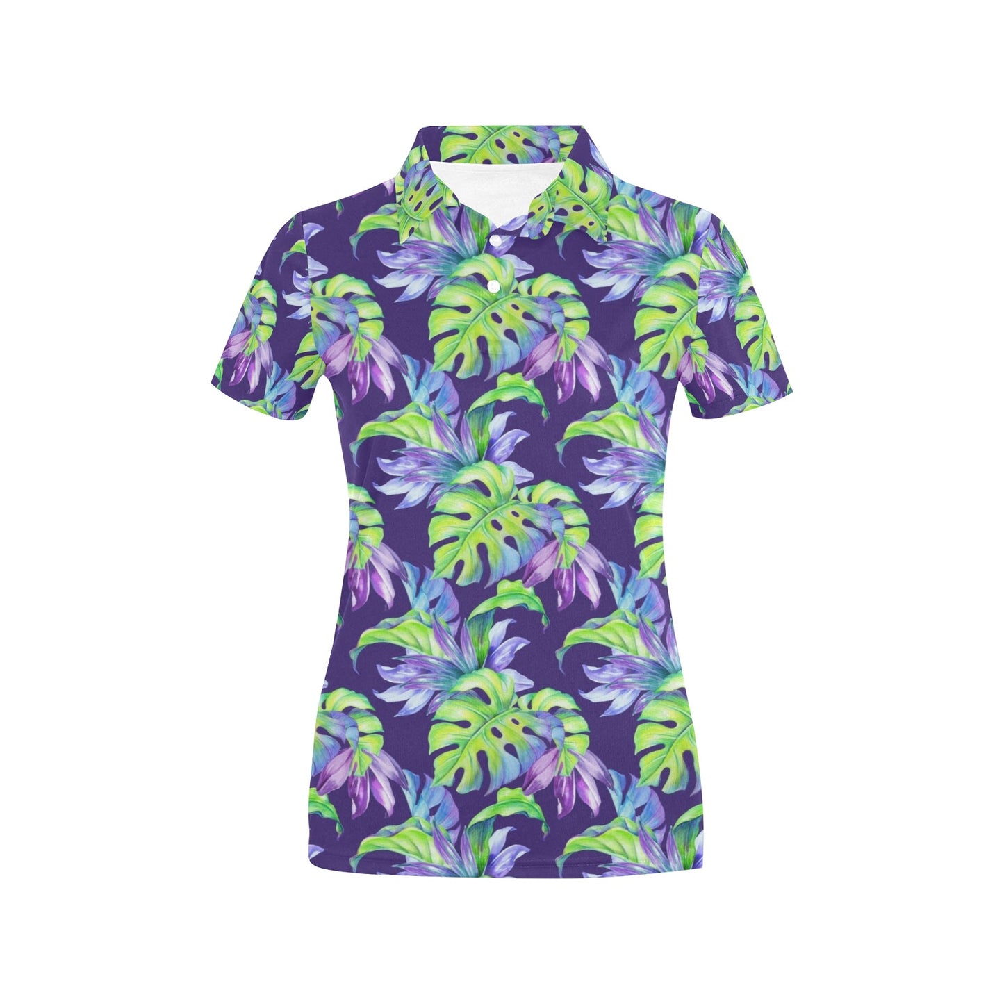 Tropical Flower Pattern Print Design TF019 Women's Polo Shirt