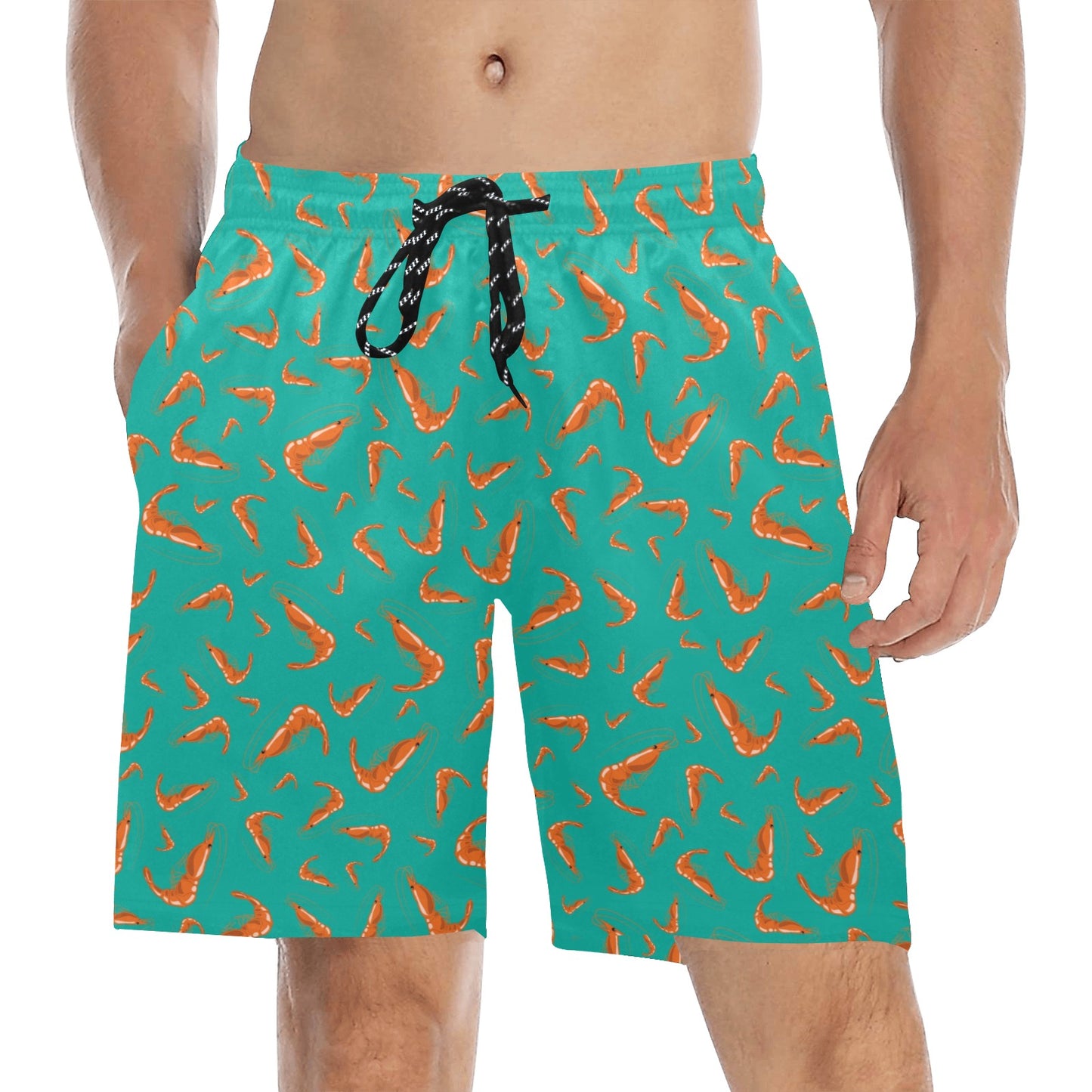 Shrimp Print Design LKS301 Men's Swim Trunks Beach Shorts