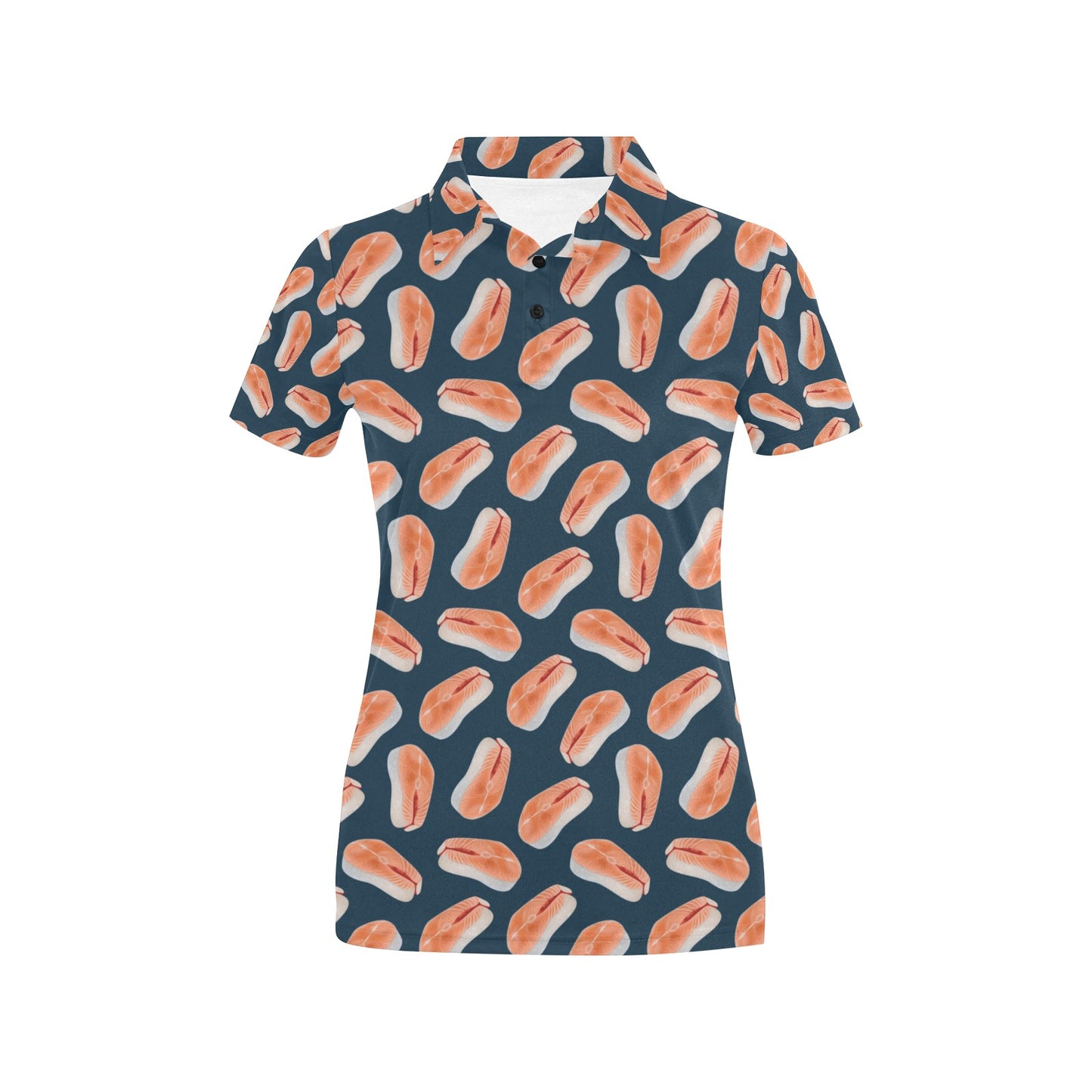 Salmon Steak Print Design LKS306 Women's Polo Shirt