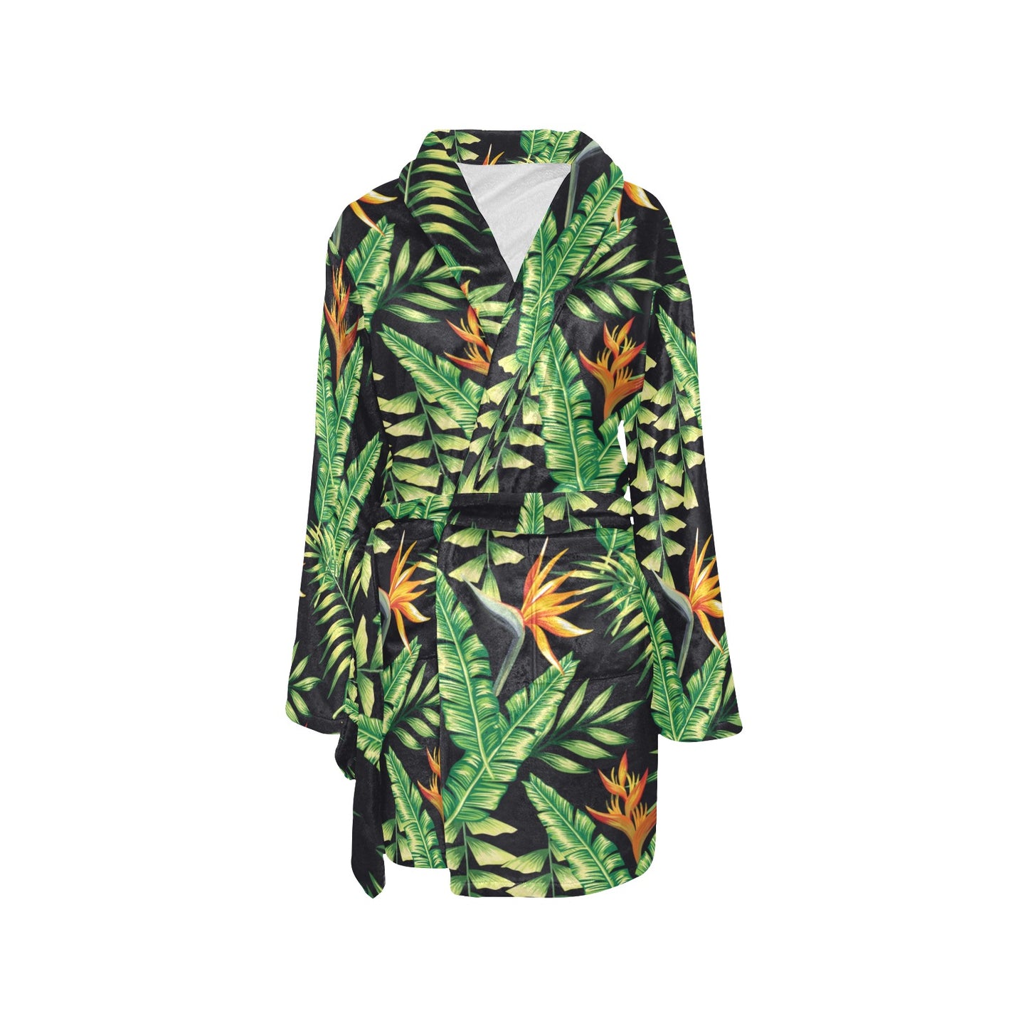 Hawaiian Flower Tropical Palm Leaves Women's Fleece Robe