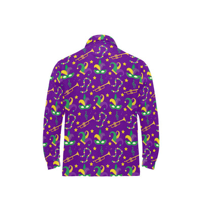 Mardi Gras Pattern Print Design 06 Long Sleeve Polo Shirt For Men's
