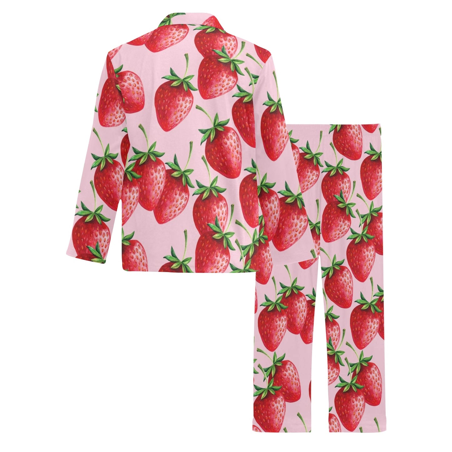 Strawberry Pattern Print Design SB03 Men's Long Pajama Set