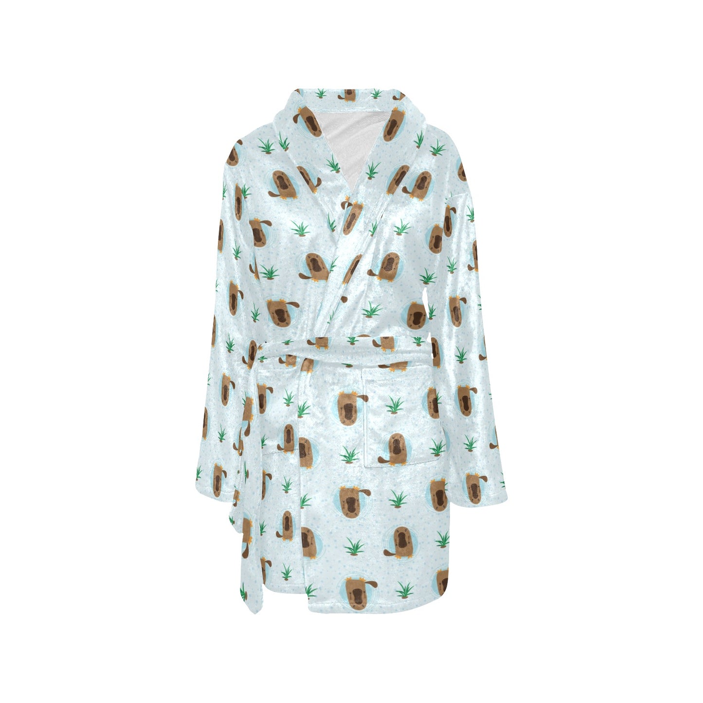Platypus Pattern Print Design A04 Women's Fleece Robe