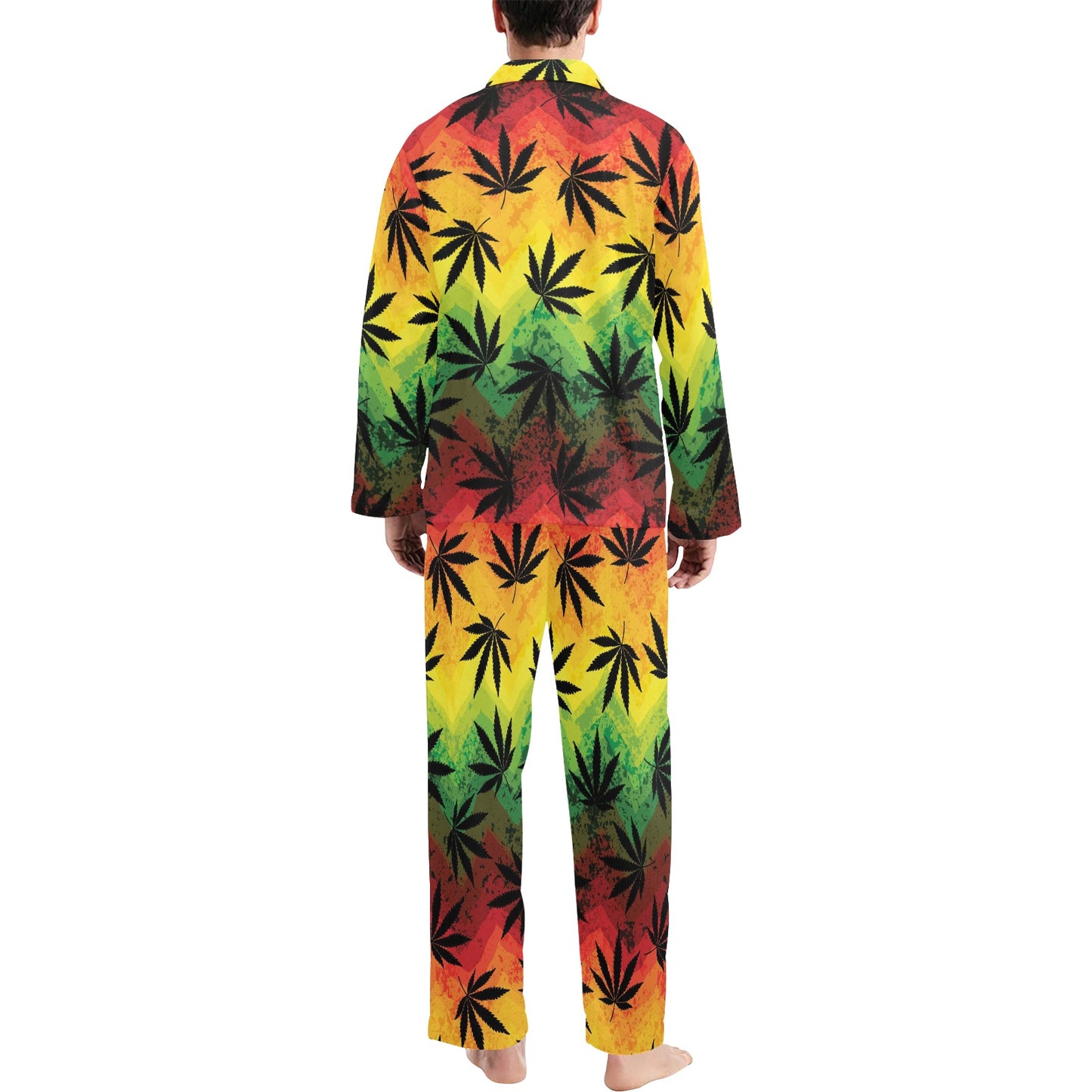 Rasta Pattern Print Design A02 Men's Long Pajama Set