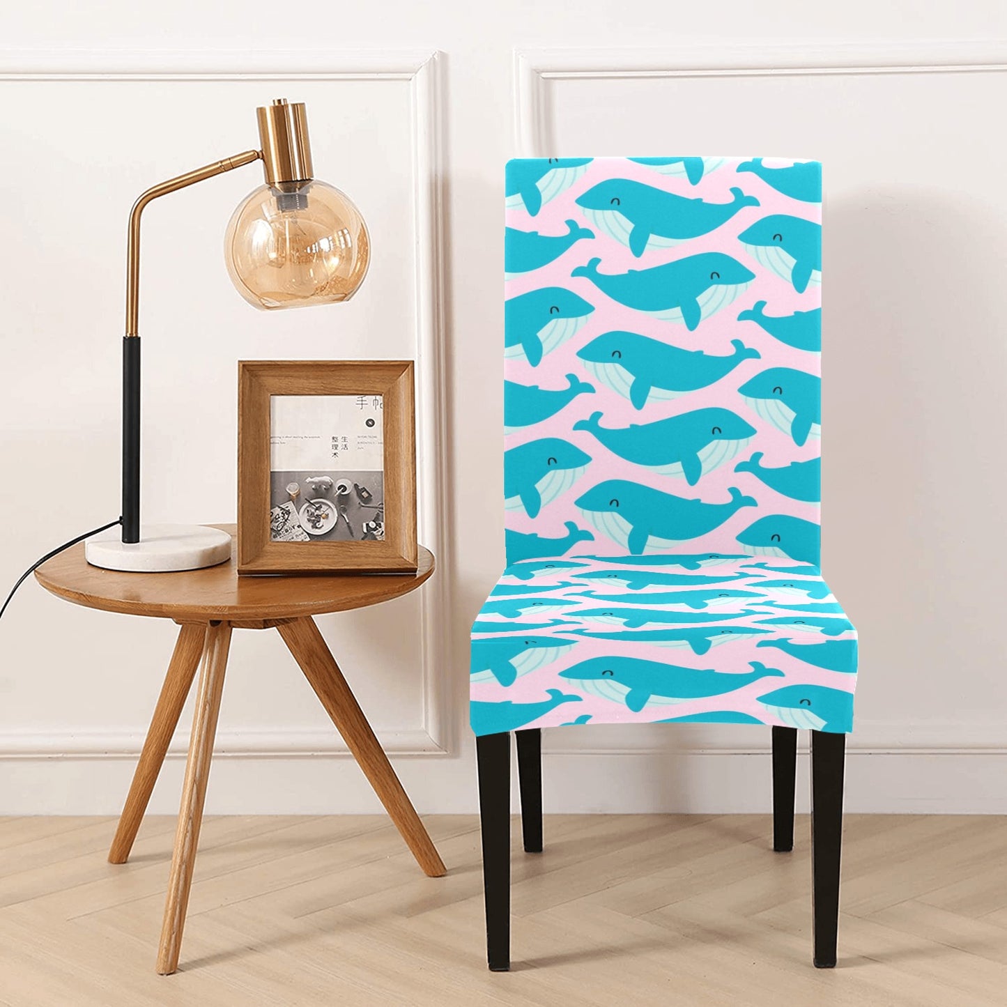 Whale Print Design LKS302 Dining Chair Slipcover