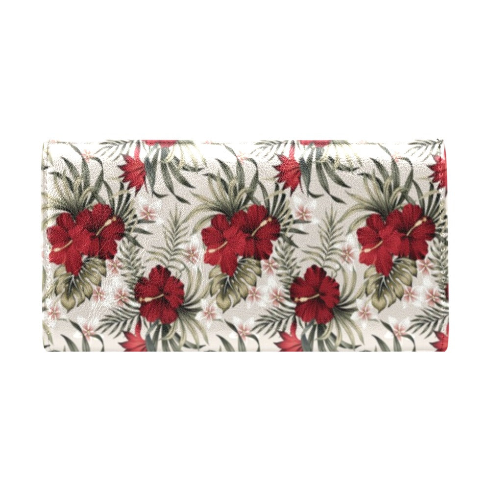 Hibiscus Print Design LKS3011 Women's Trifold Wallet