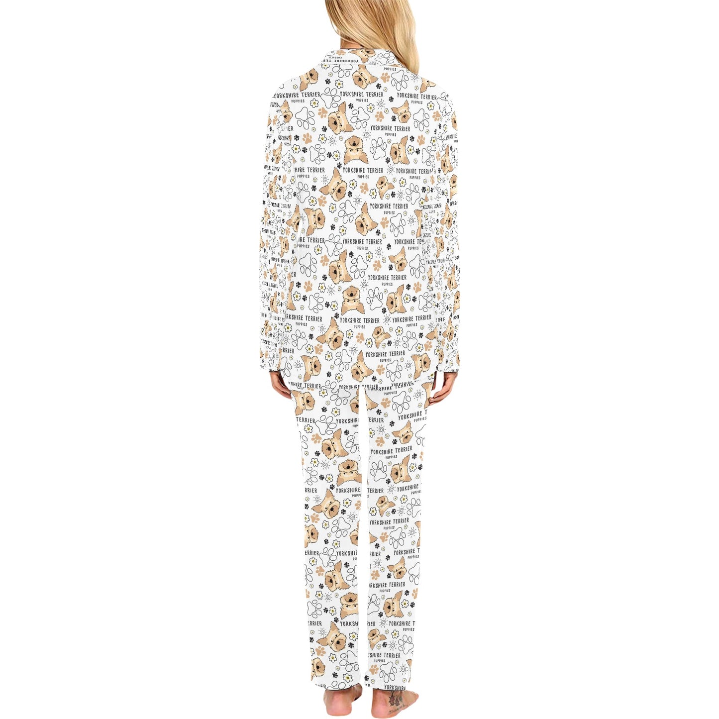 Yorkshire Terriers Print Design LKS308 Women's Long Pajama Set