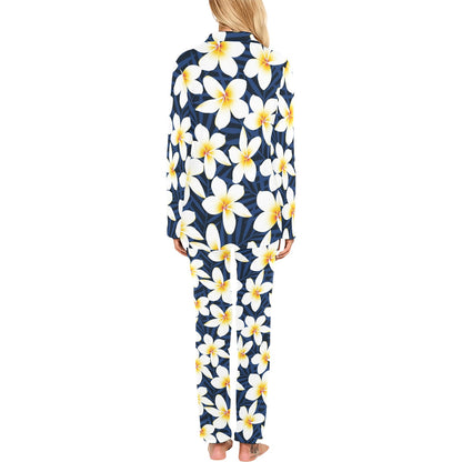 Plumeria Pattern Print Design PM026 Women's Long Pajama Set