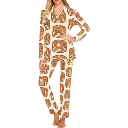 Pancake Pattern Print Design A02 Women's Long Pajama Set