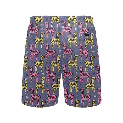 Zebra Print Design LKS303 Men's Swim Trunks Beach Shorts