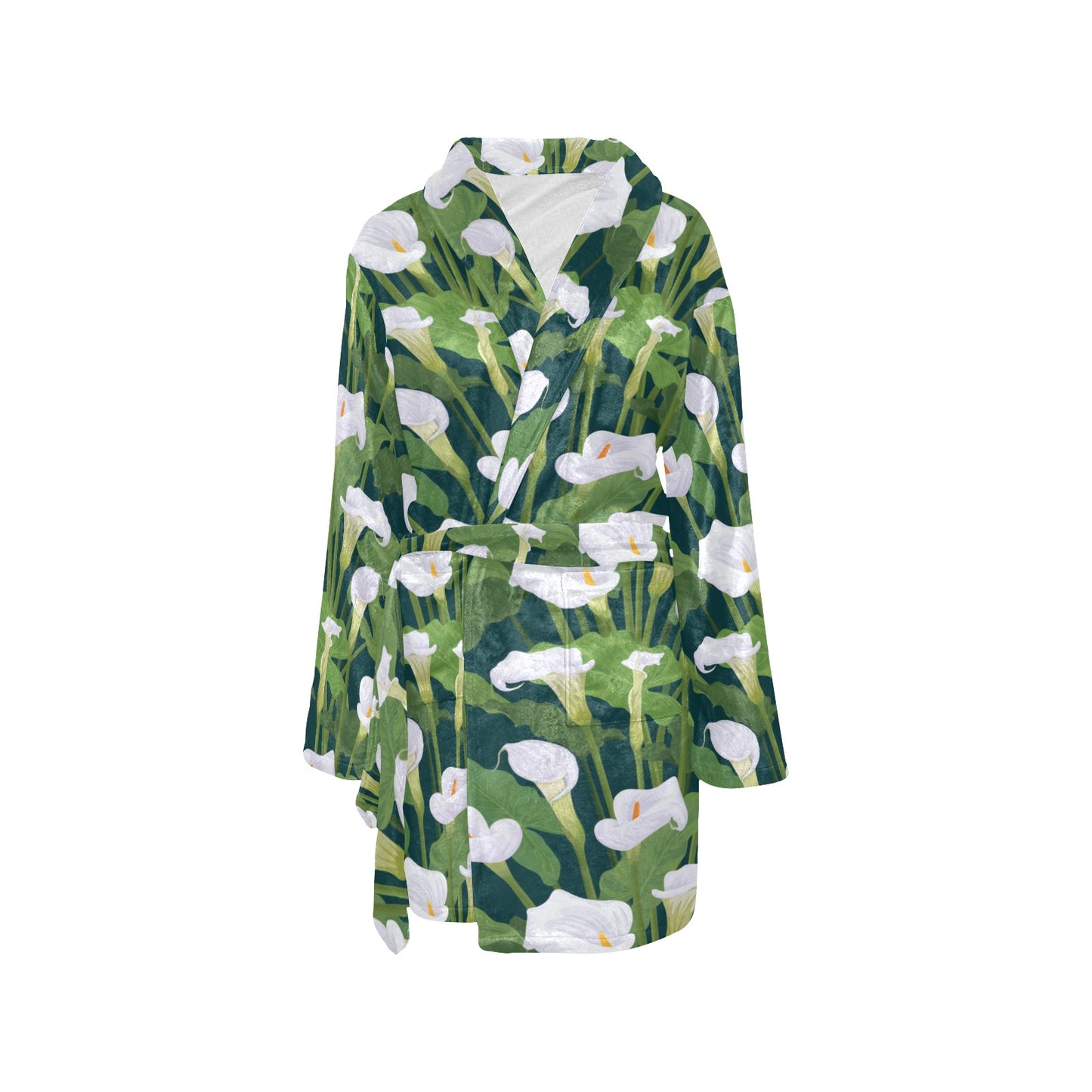 Lily Pattern Print Design 04 Women's Fleece Robe
