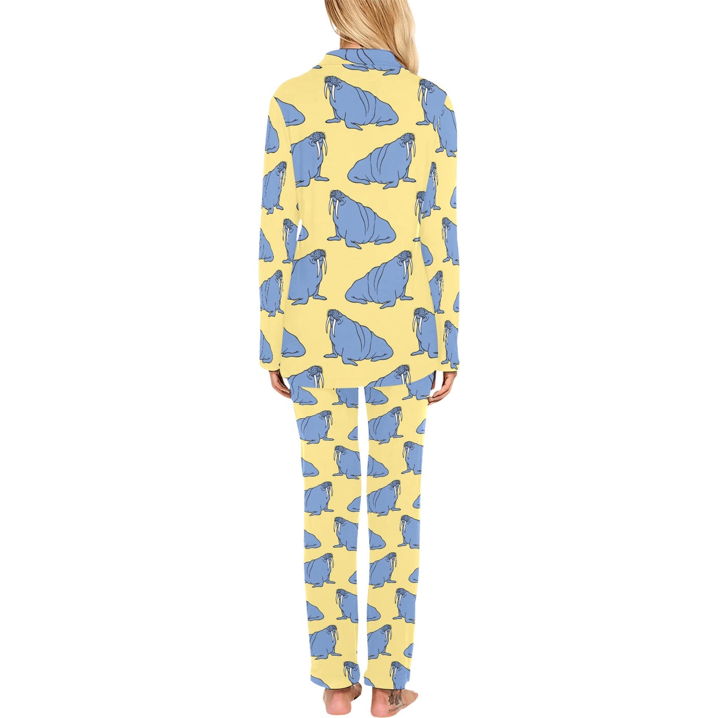 Walrus Pattern Print Design 02 Women's Long Pajama Set