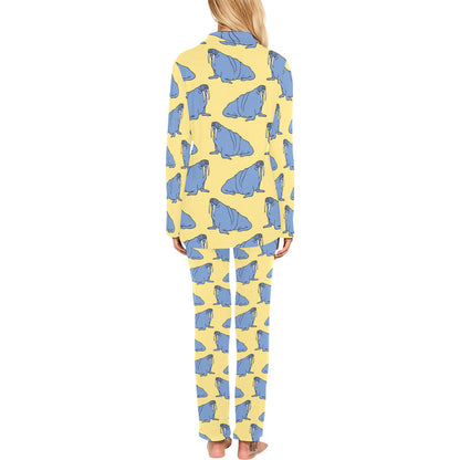 Walrus Pattern Print Design 02 Women's Long Pajama Set
